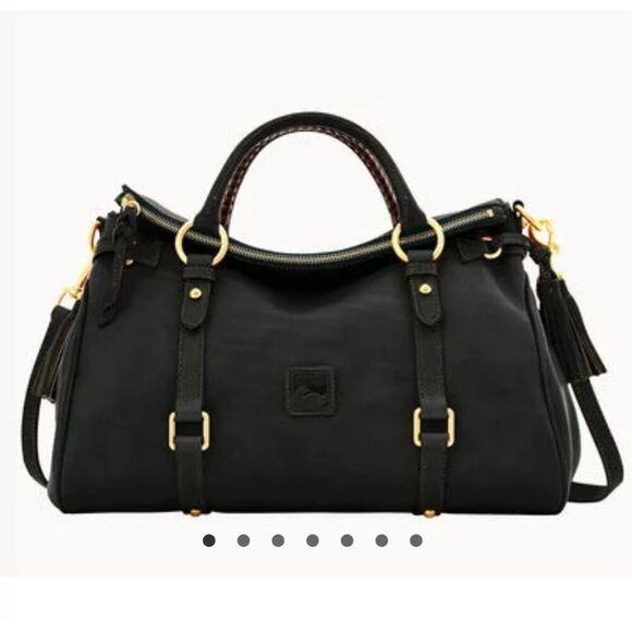 Dooney & Bourke Florentine Large Satchel Black Leather Gold $578 - Picture 1 of 16